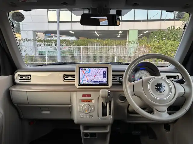 スズキ ラパン X 熊本県 2019(平31)年 7.1万km フォーンベージュメタリック/ホワイト2トーンルーフ ワンオーナー/レーダーブレーキサポート/プッシュスタート/社外ナビ/（CD・DVD・フルセグTV・BTオーディオ・SD）/ETC/純正14インチAW/右前席シートヒーター/HIDヘッドライト/オートライト/横滑り防止装置/ウィンカーミラー/純正フロアマット/純正ドアバイザー/新車保証書/取扱説明書/スマートスペアキー×1本