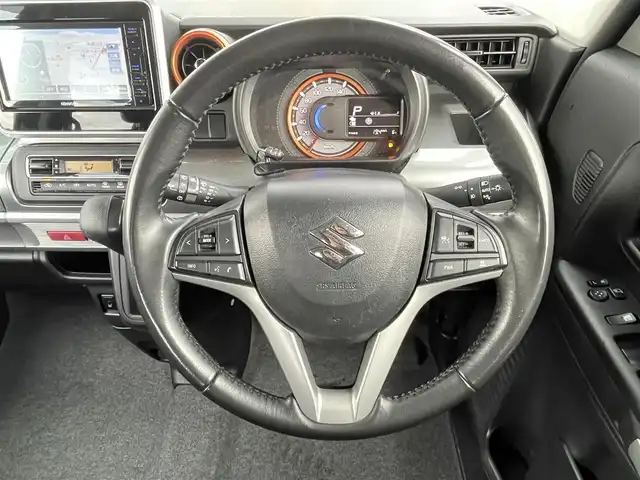 スズキ スペーシア ギア HYBRID XZ 道央・札幌 2020(令2)年 3.5万km デニムブルー ガンメタリック 2トーン ・衝突軽減ブレーキ/・両側パワースライドドア/・社外ナビ/　CD＆DVD＆BT＆TV/・バックカメラ/・コーナーセンサー/・レーンキープアシスト/・レーダークルーズコントロール/・アイドリングストップ/・D席/N席シートヒーター/・プッシュスタート/・スマートキー/・ビルトインETC/・オートエアコン/・オートライト/・電動格納ミラー/・室内灯LED/・LEDヘッドライト/・ドアバイザー/・ウィンカーミラー/・フォグライト/・ルーフレール