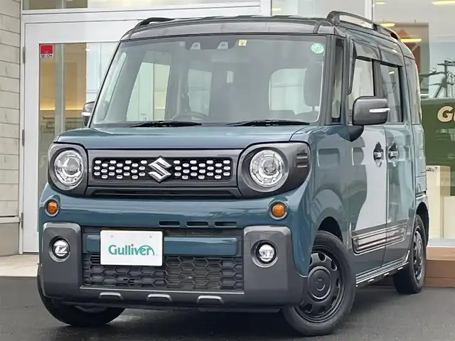 スズキ スペーシア ギア HYBRID XZ 道央・札幌 2020(令2)年 3.5万km デニムブルー ガンメタリック 2トーン ・衝突軽減ブレーキ/・両側パワースライドドア/・社外ナビ/　CD＆DVD＆BT＆TV/・バックカメラ/・コーナーセンサー/・レーンキープアシスト/・レーダークルーズコントロール/・アイドリングストップ/・D席/N席シートヒーター/・プッシュスタート/・スマートキー/・ビルトインETC/・オートエアコン/・オートライト/・電動格納ミラー/・室内灯LED/・LEDヘッドライト/・ドアバイザー/・ウィンカーミラー/・フォグライト/・ルーフレール