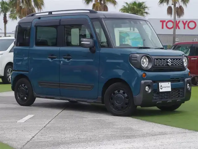スズキ スペーシア ギア HYBRID XZ 千葉県 2020(令2)年 3.5万km デニムブルー ガンメタリック 2トーン ・デュアルカメラブレーキサポート/・両側パワースライドドア/・社外ナビ/　CD＆DVD＆BT＆TV/・バックカメラ/・コーナーセンサー/・レーンキープアシスト/・レーダークルーズコントロール/・アイドリングストップ/・D席/N席シートヒーター/・プッシュスタート/・スマートキー/・ビルトインETC/・オートエアコン/・オートライト/・電動格納ミラー/・室内灯LED/・LEDヘッドライト/・ドアバイザー/・ウィンカーミラー/・フォグライト/・ルーフレール