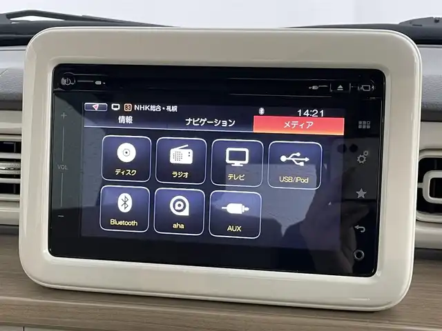 スズキ ラパン X 道央・札幌 2016(平28)年 6万km フレンチミントPM ・4WD/・純正ナビ/・アラウンドビューモニター/・フルセグTV/・Bluetooth/・CD再生/・シートヒーター/・アイドリングストップ/・横滑り防止装置/・プッシュスタート/・オートライト/・オートエアコン/・社外AW付冬タイヤ積込155/65R14