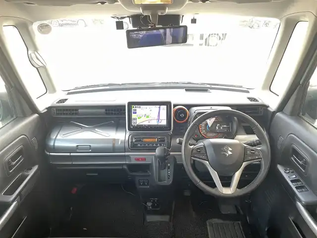 スズキ スペーシア ギア HYBRID XZ 千葉県 2021(令3)年 4.8万km オフブルーメタリック/ガンメタリック2トーンルーフ 純正ナビ（CN-RZ865）/FM.AM / CD.DVD / SD / TV / BT/全方位カメラ/衝突被害軽減システム/レーンアシスト/横滑り防止装置/コーナーセンサー/両側パワースライドドア/レーダークルーズコントロール/ホップアップディスプレイ/アイドリングストップ/ステアリングリモコン/プッシュスタート/スマートキー/ETC/シートヒーター/ドライブレコーダー/USB入力端子/電格ミラー/ウィンカーミラー/LEDヘッドライト/フォグランプ/サーキュレーター/ロールサンシェード/保証書/取扱説明書