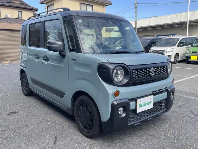 スズキ スペーシア ギア HYBRID XZ 千葉県 2021(令3)年 4.8万km オフブルーメタリック/ガンメタリック2トーンルーフ 純正ナビ（CN-RZ865）/FM.AM / CD.DVD / SD / TV / BT/全方位カメラ/衝突被害軽減システム/レーンアシスト/横滑り防止装置/コーナーセンサー/両側パワースライドドア/レーダークルーズコントロール/ホップアップディスプレイ/アイドリングストップ/ステアリングリモコン/プッシュスタート/スマートキー/ETC/シートヒーター/ドライブレコーダー/USB入力端子/電格ミラー/ウィンカーミラー/LEDヘッドライト/フォグランプ/サーキュレーター/ロールサンシェード/保証書/取扱説明書