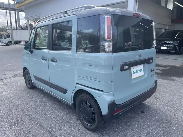 スズキ スペーシア ギア HYBRID XZ 千葉県 2021(令3)年 4.8万km オフブルーメタリック/ガンメタリック2トーンルーフ 純正ナビ（CN-RZ865）/FM.AM / CD.DVD / SD / TV / BT/全方位カメラ/衝突被害軽減システム/レーンアシスト/横滑り防止装置/コーナーセンサー/両側パワースライドドア/レーダークルーズコントロール/ホップアップディスプレイ/アイドリングストップ/ステアリングリモコン/プッシュスタート/スマートキー/ETC/シートヒーター/ドライブレコーダー/USB入力端子/電格ミラー/ウィンカーミラー/LEDヘッドライト/フォグランプ/サーキュレーター/ロールサンシェード/保証書/取扱説明書
