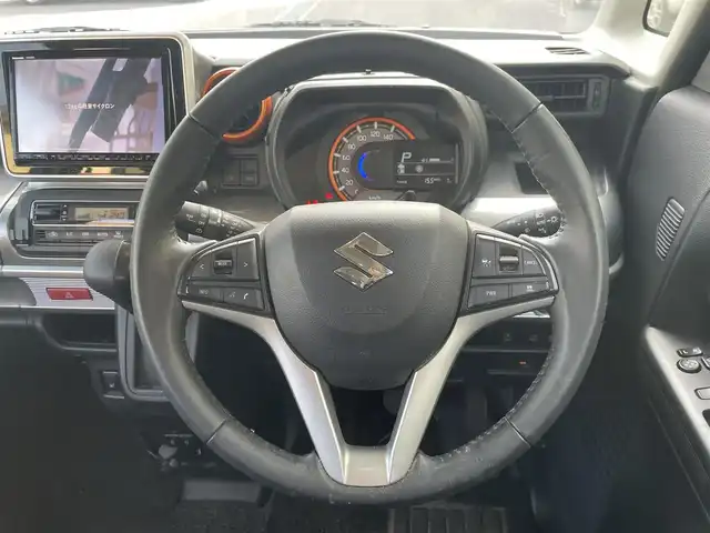 スズキ スペーシア ギア HYBRID XZ 千葉県 2021(令3)年 4.8万km オフブルーメタリック/ガンメタリック2トーンルーフ 純正ナビ（CN-RZ865）/FM.AM / CD.DVD / SD / TV / BT/全方位カメラ/衝突被害軽減システム/レーンアシスト/横滑り防止装置/コーナーセンサー/両側パワースライドドア/レーダークルーズコントロール/ホップアップディスプレイ/アイドリングストップ/ステアリングリモコン/プッシュスタート/スマートキー/ETC/シートヒーター/ドライブレコーダー/USB入力端子/電格ミラー/ウィンカーミラー/LEDヘッドライト/フォグランプ/サーキュレーター/ロールサンシェード/保証書/取扱説明書