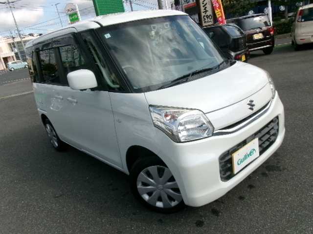 スズキ スペーシア X 岡山県 2015(平27)年 5.5万km クリスタルホワイトP デュアルカメラブレーキサポート/車線逸脱警報/メーカーナビ/フルセグテレビ/全方位カメラ/フロント・サイド・バックカメラ/Bluetooth/USB/DVD再生可能/左側パワースライドドア/右側イージークローザー/シートヒーター（運転席）/社外ドライブレコーダー（フロント）/オーバーヘッドコンソール/オートライト/HIDヘッドライト/ビルトインETC/純正フロアマット/スマートキー2個