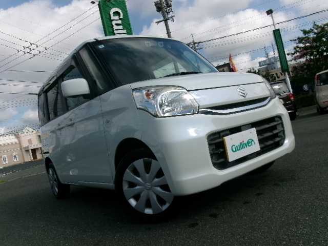 スズキ スペーシア X 岡山県 2015(平27)年 5.5万km クリスタルホワイトP デュアルカメラブレーキサポート/車線逸脱警報/メーカーナビ/フルセグテレビ/全方位カメラ/フロント・サイド・バックカメラ/Bluetooth/USB/DVD再生可能/左側パワースライドドア/右側イージークローザー/シートヒーター（運転席）/社外ドライブレコーダー（フロント）/オーバーヘッドコンソール/オートライト/HIDヘッドライト/ビルトインETC/純正フロアマット/スマートキー2個