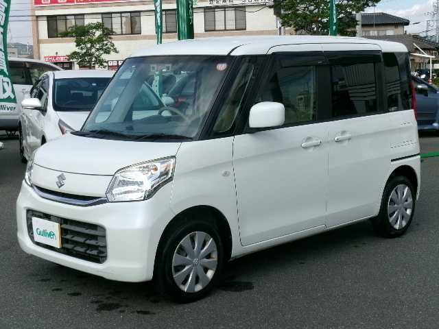 スズキ スペーシア X 岡山県 2015(平27)年 5.5万km クリスタルホワイトP デュアルカメラブレーキサポート/車線逸脱警報/メーカーナビ/フルセグテレビ/全方位カメラ/フロント・サイド・バックカメラ/Bluetooth/USB/DVD再生可能/左側パワースライドドア/右側イージークローザー/シートヒーター（運転席）/社外ドライブレコーダー（フロント）/オーバーヘッドコンソール/オートライト/HIDヘッドライト/ビルトインETC/純正フロアマット/スマートキー2個
