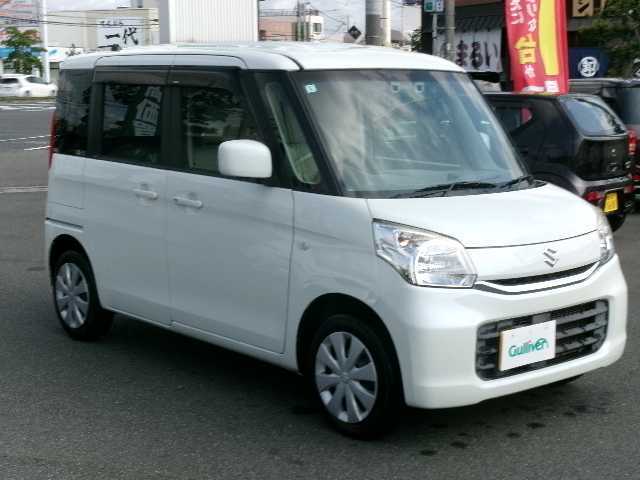 スズキ スペーシア X 岡山県 2015(平27)年 5.5万km クリスタルホワイトP デュアルカメラブレーキサポート/車線逸脱警報/メーカーナビ/フルセグテレビ/全方位カメラ/フロント・サイド・バックカメラ/Bluetooth/USB/DVD再生可能/左側パワースライドドア/右側イージークローザー/シートヒーター（運転席）/社外ドライブレコーダー（フロント）/オーバーヘッドコンソール/オートライト/HIDヘッドライト/ビルトインETC/純正フロアマット/スマートキー2個