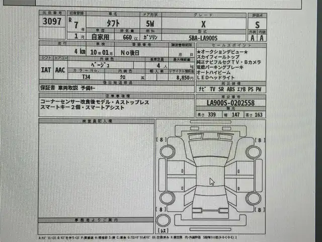 ダイハツ タフト X 茨城県 2025(令7)年 0.1万km未満 サンドベージュメタリック R7年1月登録/改良後モデル/スカイフィールドトップ/純正ナビ/フルセグテレビ/バックカメラ/電子式パーキング/LEDヘッドライト/オートライト/オートハイビーム/スマートアシスト/スマート/ステアリングスイッチ