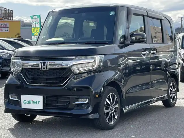 ホンダ Ｎ ＢＯＸ カスタム G L ホンダセンシング 広島県 2019(令1)年 2.9万km クリスタルブラックパール 登録時走行距離/　28713km/ワンオーナー/純正ナビ(VXM-195VFi)/　【CD/DVD/BT/フルセグTV】/バックカメラ/クルーズコントロール(追従走行有り)/衝突被害軽減ブレーキ(CMBS)/路外逸脱抑制システムステム/レーンキープアシスト/標識認識機能/先行車発進お知らせ/ACC先行車検知/横滑り防止/両側パワースライドドア/ビルトインETC/オートライト/LEDライト/フォグランプ/スマートキー/プッシュスタート/アイドリングストップ/純正アルミホイール 15インチ/ドアバイザー/純正フロアマット/スペアキー×1【スマートキー】/新車時整備手帳（保証書）/取扱説明書/記録簿（R6/7）