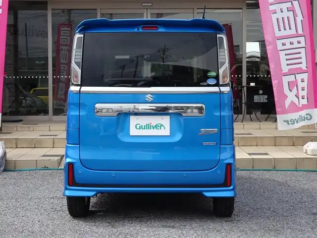 スズキ スペーシア カスタム HYBRID XS ターボ 千葉県 2018(平30)年 2.5万km ブリスクブルーM ワンオーナー/純正ナビ/・フルセグTV/・Bluetooth/・全方位モニター/・DVD再生/スズキセーフティサポート/・デュアルブレーキサポート/・誤発進抑制機能/・車線逸脱警報/・標識認識機能/・後退時ブレーキサポート/・リヤパーキングセンサー/クルーズコントロール/HUD/両側パワースライドドア/ビルトインETC2.0/スマートキー2本/パドルシフト/アイドリングストップ/ウィンカーミラー/フォグランプ/アクセサリーソケット（F/R）/純正ドアバイザー/純正フロアマット/純正AW4本積込（サマータイヤ）/保証書