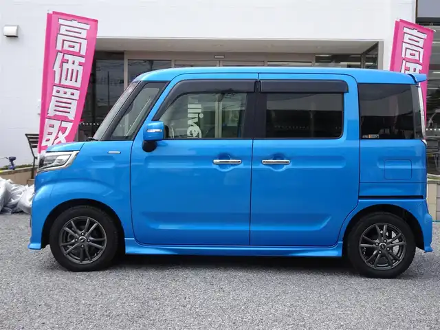 スズキ スペーシア カスタム HYBRID XS ターボ 千葉県 2018(平30)年 2.5万km ブリスクブルーM ワンオーナー/純正ナビ/・フルセグTV/・Bluetooth/・全方位モニター/・DVD再生/スズキセーフティサポート/・デュアルブレーキサポート/・誤発進抑制機能/・車線逸脱警報/・標識認識機能/・後退時ブレーキサポート/・リヤパーキングセンサー/クルーズコントロール/HUD/両側パワースライドドア/ビルトインETC2.0/スマートキー2本/パドルシフト/アイドリングストップ/ウィンカーミラー/フォグランプ/アクセサリーソケット（F/R）/純正ドアバイザー/純正フロアマット/純正AW4本積込（サマータイヤ）/保証書