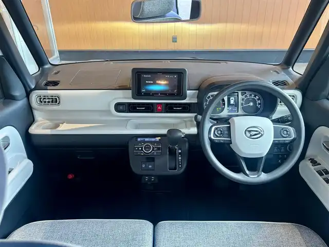 ダイハツ ムーヴ キャンバス ストライプス G ターボ 宮城県 2022(令4)年 1.3万km シャイニングホワイトパール/レイクブルーメタリック スマートアシスト/ アダプティブクルーズコントロール/社外SDーナビ/Bluetooth/AM/FM/フルセグテレビ/バックカメラ/両側パワースライドドア/前席シートヒーター/コーナーセンサー/LEDヘッドライト/フィグランプ/オートライト/ステアリングスイッチ/スマートキー/プッシュスタート/アイドリングストップ/電動格納ミラー/新車時保証書/取扱説明書/スペアキー　１