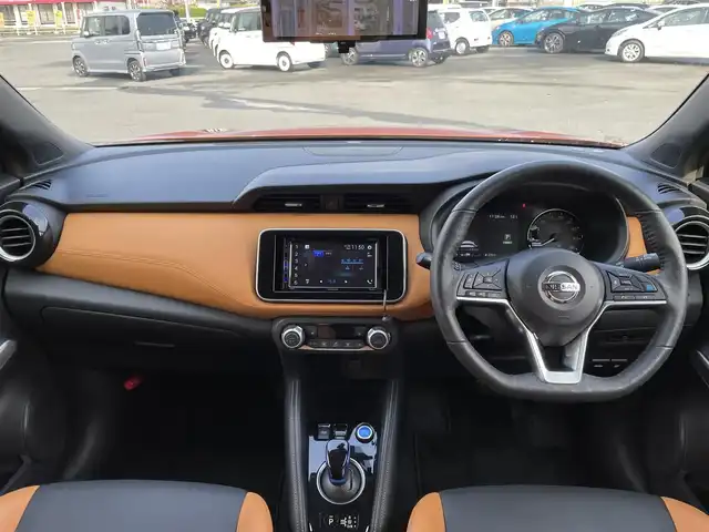 日産 キックス X ツートーンインテリアED 岡山県 2020(令2)年 3.1万km プレミアムホライズンオレンジ/ピュアブラック 2トーン カロッツェリアディスプレイオーディオ　FH-8500DVS/AppleCarplay、AndroidAuto、CD、DVD/Bluetooth、AM、FM/インテリジェントルームミラー/アラウンドビューカメラ/クリアランスソナー/コーナーセンサー/プロパイロット/前席シートヒーター/ステアリングヒーター/LEDライト/衝突軽減システム/横滑り防止装置