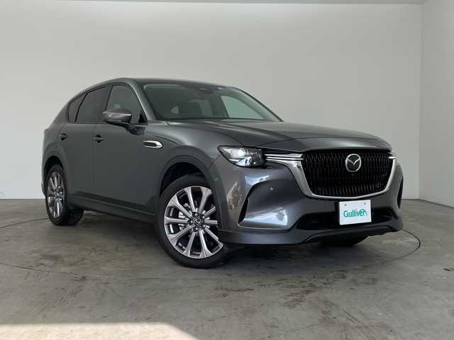 マツダ ＣＸ－６０ XD Lパッケージ 兵庫県 2023(令5)年 2.3万km マシーングレープレミアムM ・純正12.3インチナビ/Bluetooth/USB/HDMI//Apple CarPlay/Android Auto/・全方位カメラ/・ビルトインETC/・置くだけ充電/・ヘッドアップディスプレイ/・車間制御/・交通標識認識/・前後側方接近車両検知/・車線逸脱警報/・ブラインドスポットモニター/・ディスタンス＆スピードアラート/・レーンキープアシストシステム/・スマートブレーキサポートサポート/・スマートシティブレーキサポート/・レーダークルーズコントロール/・アダプティブＬＥＤヘッドライト/・前後誤発進抑制制御/・緊急時車線維持支援/・ドライバー異常時対応システム/・パーキングセンサー/・パワーバックドア/・レザーシート/・前席パワーシート/・全席シートヒーター/・AC100V電源/・パドルシフト