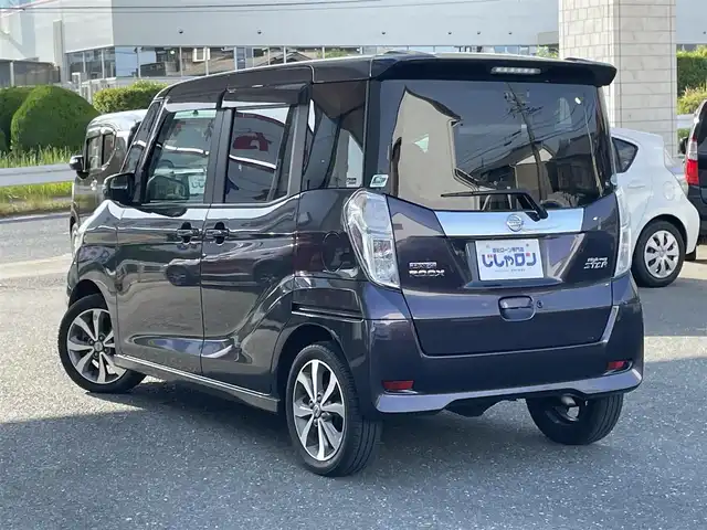 日産 デイズ ルークス ハイウェイスターターボ 愛知県 2014(平26)年 6.1万km プレミアムパープルP (株)IDOMが運営する【じしゃロン豊川店】の自社ローン専用車両になります。こちらは現金またはオートローンご利用時の価格です。自社ローンご希望の方は別途その旨お申付け下さい/純正ナビ（AM、FM、フルセグ、BT、USB）/全方位カメラ/両側パワースライドドア/ETC/オートライト/プッシュスタート/スマートキー/純正フロアマット/横滑り防止装置/純正アルミホイール