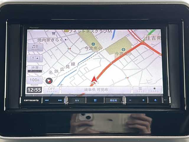 スズキ スペーシア HYBRID X 岐阜県 2023(令5)年 1.6万km オフブルーM 登録時走行距離：15812km/ワンオーナー/ナビ（AVIC-RZ812）/フルセグテレビ・Bluetooth・CD・DVD/バックカメラ/ETC/両側パワースライドドア/コーナーセンサー/シートヒーター/ドライブレコーダー/フロアマット/オートライト/プッシュスタート/スマートキー/スペアキー/保証書/取扱説明書
