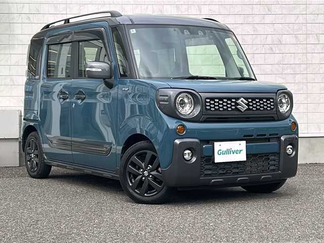 スズキ スペーシア ギア HYBRID XZ 福島県 2022(令4)年 5.1万km デニムブルー ガンメタリック 2トーン 4WDバックＣ　両側パワスラ　ＢＴ　ＨＵＤ　ＬＥＤヘッドライト　フォグ　ＥＴＣ　前席シートヒーター　前方ドラレコ　ｃａｒｒｏｚｚｅｒｉａディスプレイオーディオ　追従クルコン　ステリモ　Ｐセンサー　スペアキー