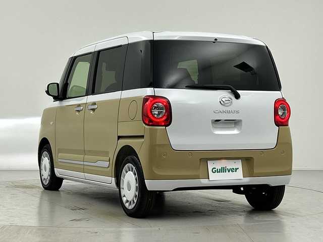 ダイハツ ムーヴ キャンバス 愛知県 2023(令5)年 0.3万km シャイニングホワイトパール/サンドベージュメタリック 純正ナビ/・Ｂｌｕｅｔｏｏｔｈ/・フルセグ/・ＤＶＤ/ＣＤ/両側パワースライドドア/バックカメラ/シートシート/スマートアシストIII/衝突軽減/コーナーセンサー/レーンキープ/LEDヘッドライト/オートマチックハイビーム/スペアキー