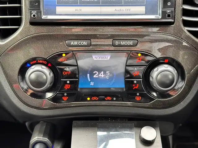 日産 ジューク ニスモ RS 宮城県 2014(平26)年 2万km スーパーブラック アラウンドビューモニター/＝＝＝/純正7インチナビ/(フルセグTV/CD/DVD/SD/BT/USB/AUX)/4WD/ビルトインETC/MTモード付AT/パドルシフト/オートエアコン/オートライト/革巻きステアリング/プッシュスタート＆スマートキー/ウインカー付き電動格納ミラー/ドアバイザー/ふらつき防止/HIDヘッドライト/フォグランプ/純正フロアマット/ENKEI18インチアルミホイール