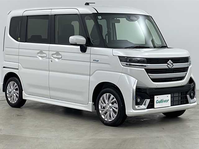 スズキ スペーシア カスタム HYBRID GS 道央・札幌 2024(令6)年 0.1万km ピュアホワイトP ・4WD/・スズキセーフティサポート/・衝突軽減ブレーキ/・誤発進抑制機能/・車線維持支援機能/・ふらつき警報/・アダプティブクルーズコントロール/・標識認識機能/・ハイビームアシスト/・片側パワースライドドア/・シートヒーター/・前後コーナーセンサー/・アイドリングストップ/・ステアリングスイッチ/・純正フロアマット/・ドアミラーヒーター/・LEDヘッドライト/・オートライト/・スマートキー/・純正14インチAW