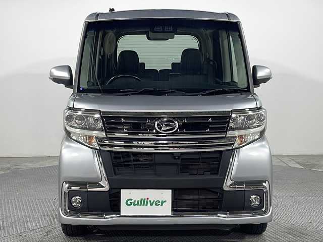 ダイハツ タント カスタム RS トップED SA Ⅲ 広島県 2018(平30)年 3.8万km ブライトシルバーメタリック 純正８型ナビ/パノラマモニター/シートヒーター/両側パワースライドドア/ＥＴＣ/オートマチックハイビーム/レーンキープアシスト/衝突被害軽減/踏み間違い防止/コーナーセンサー/ＬＥＤヘッドライト/フォグランプ/純正15インチアルミホイール(165/55/R15)/エアバッグ(運転席/助手席)