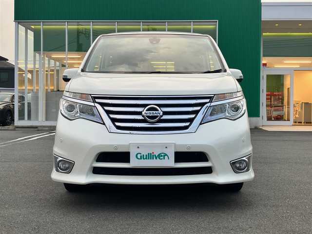 日産 セレナ ハイウェイS S HV Aセーフ 静岡県 2014(平26)年 6.8万km ブリリアントホワイトパール エンジンスタートボタン/パワースライドドア/パワーウィンドウ/取扱説明書/アイドリングストップ/スマートキー/スペアキー１本/Wオートエアコン/クルーズコントロール/フリップダウンモニター/純正ETC/純正SDナビ（CD/DVD/フルセグ）/全方位カメラ/三列シート/ウォークスルー/純正フロアマット/純正アルミホイール/左側パワースライドドア/右側スライドドア/ABS/横滑り防止装置/レーンキープアシスト/コーナーセンサー前後/オートライト/LEDヘッドライト/Wエアバック/衝突軽減システム