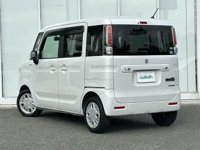 スズキ スペーシア HYBRID G 福岡県 2019(令1)年 4.2万km ピュアホワイトP ・社外7インチナビ/（CD、DVD、フルセグ、Bluetooth）/・プッシュスタート/・両側スライドドア/・衝突被害軽減ブレーキ/・レーンキープアシスト/・アイドリングストップ/・ヘッドライトリベライザー/・ドライブレコーダー/・電格ミラー/・ETC