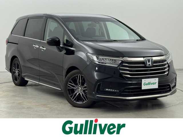ホンダ オデッセイ ハイブリッド e:HEVアブソルート EX 福岡県 2022(令4)年 1.7万km プレミアムスパークルブラックパール 純正１０型ナビ　/全方位カメラ　/ＥＴＣ２．０　/前後ドラレコ　/アダプティブクルコン　/コーナーセンサー　/ホンダセンシング　/パーキングアシスト　/ＢＳＭ　/両電動スライドドア　/ハーフレザー　/シートヒーター　/ＬＥＤ