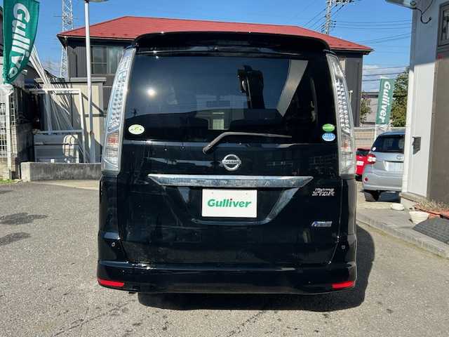 日産 セレナ ハイウェイS G Sハイブリッド 宮城県 2012(平24)年 6.9万km スーパーブラック 純正ナビゲーション　/　（ワンセグテレビ　Ｂｌｕｅｔｏｏｔｈ　CD/DVD　FM/AM）/８人乗り３列シート　/ワンオーナー　/保証書/取扱説明書/アラウンドビューモニター/バックカメラ/両側パワースライドドア/横滑り防止/アイドリングストップ/クルーズコントロール/純正フロアマット/電動格納ミラー/ビルトインETC/パノラミックルーフ/ドアバイザー/オートライト