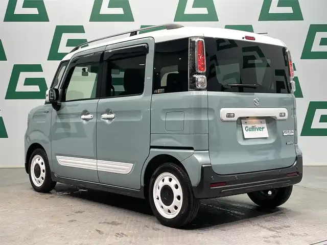スズキ スペーシア ギア マイスタイル 鹿児島県 2023(令5)年 2.7万km オフブルーメタリック/ホワイト2トーン 純正ナビ/(フルセグTV/Bluetooth/DVD/CD)/全方位モニター/ヘッドアップディスプレイ/スズキセーフティサポート/　・デュアルカメラブレーキサポート/　・誤発進抑制機能/　・車線逸脱抑制機能/　・ふらつき警報機能/　・先行車発進お知らせ機能/　・アダプティブクルーズコントロール/　・標識認識機能/　・ハイビームアシスト/前席シートヒーター/両側パワースライドドア/ロールサンシェード/前後ドライブレコーダー/ETC/純正ドアバイザー/LEDヘッドライト/フォグランプ
