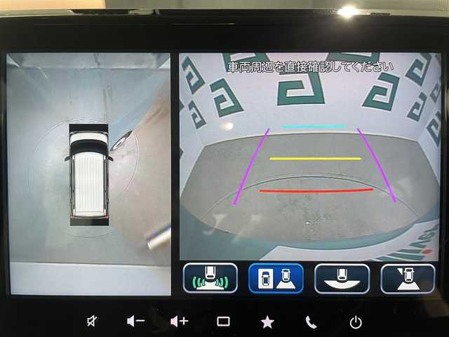 スズキ スペーシア ギア マイスタイル 鹿児島県 2023(令5)年 2.7万km オフブルーメタリック/ホワイト2トーン 純正ナビ/(フルセグTV/Bluetooth/DVD/CD)/全方位モニター/ヘッドアップディスプレイ/スズキセーフティサポート/　・デュアルカメラブレーキサポート/　・誤発進抑制機能/　・車線逸脱抑制機能/　・ふらつき警報機能/　・先行車発進お知らせ機能/　・アダプティブクルーズコントロール/　・標識認識機能/　・ハイビームアシスト/前席シートヒーター/両側パワースライドドア/ロールサンシェード/前後ドライブレコーダー/ETC/純正ドアバイザー/LEDヘッドライト/フォグランプ