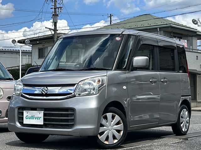 スズキ スペーシア G リミテッド 岐阜県 2016(平28)年 3.7万km スチールシルバーM 社外メモリナビ(MDV-4D58T)/【ワンセグTV/SD/CD/DVD/USB/iPod/Bluetooth】/片側パワースライドドア/衝突被害軽減システム/レーンキープアシスト/シートヒーター(D席)/横滑り防止装置/盗難防止装置/アイドリングストップ/プッシュスタート/スマートキー/スペアキー/純正フロアマット/ベンチシート/取扱説明書/保証書