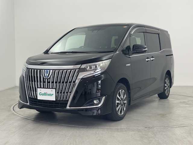 トヨタ エスクァイア ハイブリッド Gi 群馬県 2020(令2)年 3.8万km ブラック 純正9型ナビ 純正12.1型後席モニター バックカメラ ビルトインETC レザーシート シートヒーター ウッドコンビステアリング 両側電動スライドドア 衝突被害軽減ブレーキ LEDライト 禁煙車