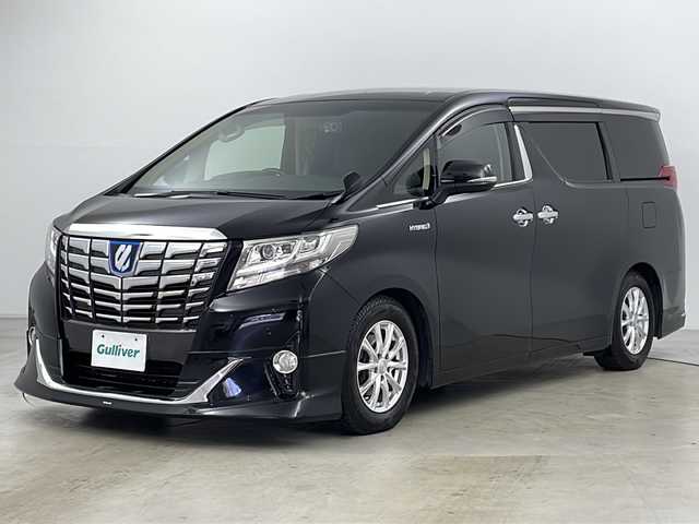 トヨタ アルファードハイブリット X 道央・札幌 2016(平28)年 10.2万km ブラック ・4WD/・社外ナビ＆TV＆CD＆DVD＆USB＆HDMI/・バックカメラ/・フリップダウンモニター/・クルーズコントロール/・黒革調シートカバー/・両側パワースライドドア/・モデリスタエアロ/・前後ドライブレコーダー/・エンジンスターター/・ETC/・ステアリングスイッチ/・LEDヘッドライト/・オートライト/・社外AW付夏タイヤ積載