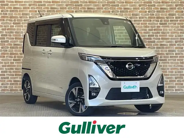 日産 ルークス HWS Gターボ プロパイロットED 岩手県 2023(令5)年 1.3万km フローズンバニラパール ４WD/ターボ/アラウンドビューモニター/ハンズフリーパワースライドドア/プロパイロット/全方位運転支援システム/エマージェンシーブレーキ/車線逸脱警報/車線逸脱抑制機能/踏み間違い衝突防止アシスト/標識認識機能/先行車発進お知らせ機能/前後ソナー/横滑り防止装置/アイドリングストップ/アダプティブLEDヘッドライト/スリムサーキュレーター/ロールサンシェード/前席シートヒーター/社外ナビ/純正15インチアルミホイール