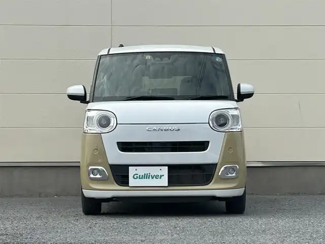 ダイハツ ムーヴ キャンバス ストライプス G ターボ 茨城県 2022(令4)年 2.5万km シャイニングホワイトパール/サンドベージュメタリック 純正ナビ/(AM/FM/CD/DVD/Bluetooth)/フルセグ/純正前方ドライブレコーダー/ETC/クルーズコントロール/両側パワースライドドア/前席シートヒーター/衝突軽減ブレーキ/横滑り防止措置/アイドリングストップ/コーナーセンサー/純正ドアバイザー/純正フロアマット/フォグランプ/プッシュスタート/スマートキー