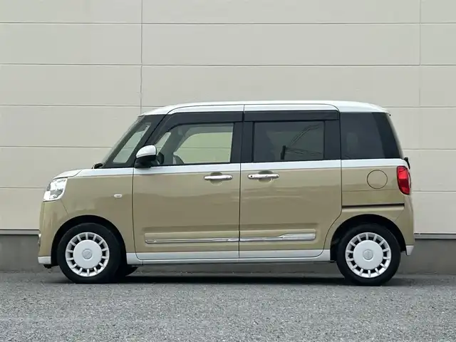 ダイハツ ムーヴ キャンバス ストライプス G ターボ 茨城県 2022(令4)年 2.5万km シャイニングホワイトパール/サンドベージュメタリック 純正ナビ/(AM/FM/CD/DVD/Bluetooth)/フルセグ/純正前方ドライブレコーダー/ETC/クルーズコントロール/両側パワースライドドア/前席シートヒーター/衝突軽減ブレーキ/横滑り防止措置/アイドリングストップ/コーナーセンサー/純正ドアバイザー/純正フロアマット/フォグランプ/プッシュスタート/スマートキー