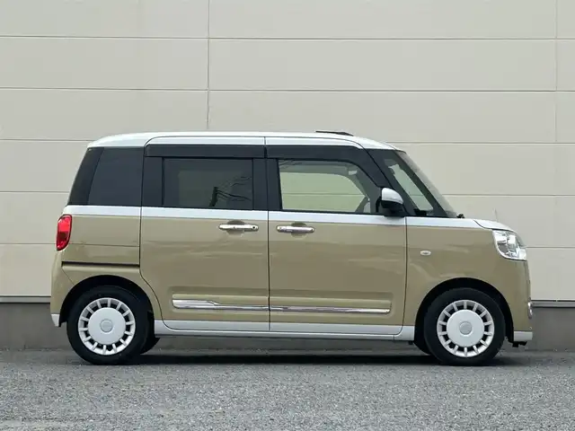 ダイハツ ムーヴ キャンバス ストライプス G ターボ 茨城県 2022(令4)年 2.5万km シャイニングホワイトパール/サンドベージュメタリック 純正ナビ/(AM/FM/CD/DVD/Bluetooth)/フルセグ/純正前方ドライブレコーダー/ETC/クルーズコントロール/両側パワースライドドア/前席シートヒーター/衝突軽減ブレーキ/横滑り防止措置/アイドリングストップ/コーナーセンサー/純正ドアバイザー/純正フロアマット/フォグランプ/プッシュスタート/スマートキー