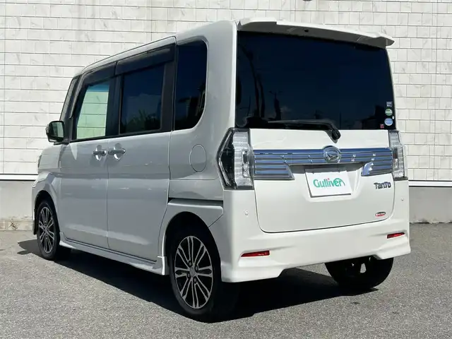 ダイハツ タント カスタム RS トップED SA Ⅲ 山形県 2017(平29)年 9万km パールホワイトⅢ 禁煙車/ターボエンジン/社外SDナビ/・フルセグTV/AM/FM/DVD/Bluetooth/アイドリングストップ/衝突被害軽減ブレーキ/車線逸脱警報/横滑り防止装置/盗難防止装置/LEDヘッドライト/オートライト/オートハイビーム/フロントフォグランプ/両側パワースライドドア/ハーフレザーシート/シートヒーター（D席）/バックカメラ/純正フロアマット/純正ドアバイザー/ETC