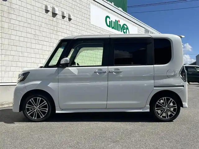 ダイハツ タント カスタム RS トップED SA Ⅲ 山形県 2017(平29)年 9万km パールホワイトⅢ 禁煙車/ターボエンジン/社外SDナビ/・フルセグTV/AM/FM/DVD/Bluetooth/アイドリングストップ/衝突被害軽減ブレーキ/車線逸脱警報/横滑り防止装置/盗難防止装置/LEDヘッドライト/オートライト/オートハイビーム/フロントフォグランプ/両側パワースライドドア/ハーフレザーシート/シートヒーター（D席）/バックカメラ/純正フロアマット/純正ドアバイザー/ETC