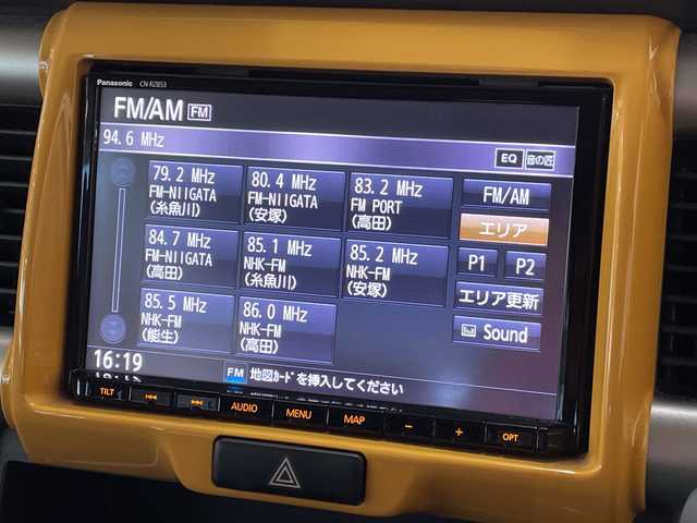 スズキ ハスラー J 新潟県 2019(平31)年 6.4万km アクティブイエロー/ホワイト2トーンルーフ 4WD/純正SDナビ(CN-RZ853)/CD/DVD/BT/フルセグテレビ/バックカメラ/衝突被害軽減ブレーキ/レーンキープアシスト/ベンチシート/シートヒーター/ミラーヒーター/ステアリングスイッチ/スマートキー/プッシュスタート/キセノンヘッドライト/オートライト/フォグランプ/純正15インチアルミホイール