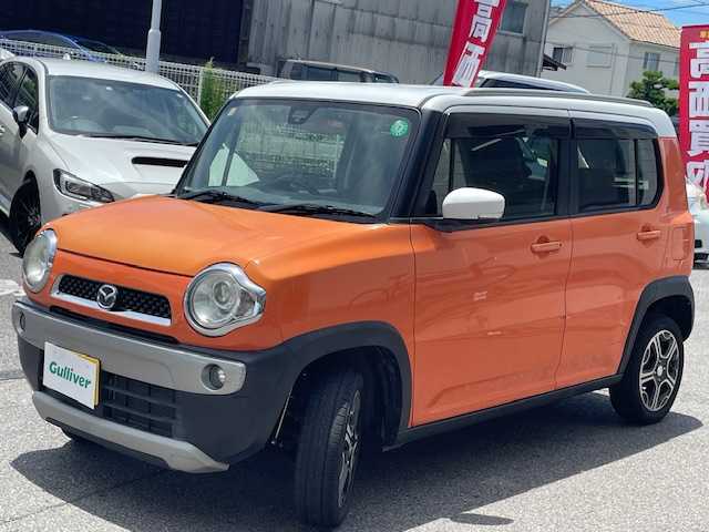 マツダ フレア クロスオーバー XT 愛知県 2014(平26)年 12.8万km パッションオレンジ ホワイト2トーン ワンオーナー/ディスプレイオーディオ/Bluetooth接続/ETCビルトイン/USB入力端子/バックカメラ/シートヒーター/衝突被害軽減システム/横滑り防止装置/ABS/アイドリングストップ/盗難防止装置/オートライト/純正アルミホイール/ベンチシート/フロアマット/電動格納式ミラー/スマートキー/スペアキー/保証書/プッシュスタート