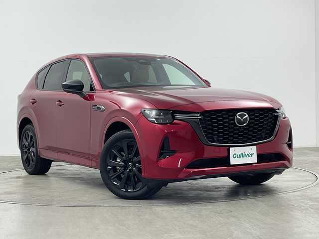 マツダ ＣＸ－６０ XD HV プレミアムスポーツ 群馬県 2023(令5)年 2.7万km ソウルレッドクリスタルM ４ＷＤ　サンルーフ　純正１２．３型ナビ　全周囲カメラ　ＢＯＳＥサウンド　レザーシート　シートヒーター／シートベンチレーション　ステアリングヒーター　電動リアゲート　ETC　衝突被害軽減ブレーキ　禁煙車