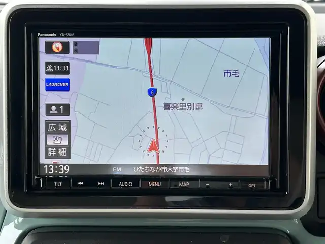 スズキ スペーシア HYBRID X 茨城県 2019(平31)年 5.9万km オフブルーメタリック/ホワイト2トーン ワンオーナー/社外8インチナビ/(CD/DVD/BT/フルセグ)/衝突軽減ブレーキ/両側パワースライドドア/ルーフレール/オートライト/社外14インチAW/スマートキー/プッシュスタート/シートカバー/ETC