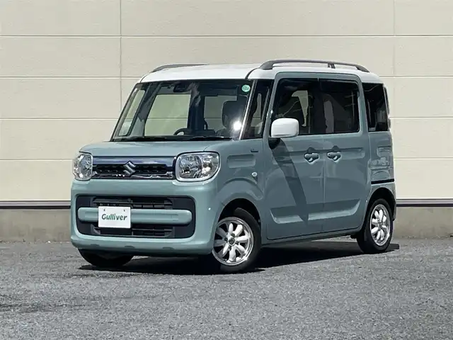 スズキ スペーシア HYBRID X 茨城県 2019(平31)年 5.9万km オフブルーメタリック/ホワイト2トーン ワンオーナー/社外8インチナビ/(CD/DVD/BT/フルセグ)/衝突軽減ブレーキ/両側パワースライドドア/ルーフレール/オートライト/社外14インチAW/スマートキー/プッシュスタート/シートカバー/ETC