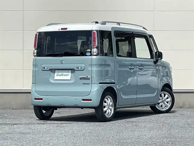 スズキ スペーシア HYBRID X 茨城県 2019(平31)年 5.9万km オフブルーメタリック/ホワイト2トーン ワンオーナー/社外8インチナビ/(CD/DVD/BT/フルセグ)/衝突軽減ブレーキ/両側パワースライドドア/ルーフレール/オートライト/社外14インチAW/スマートキー/プッシュスタート/シートカバー/ETC