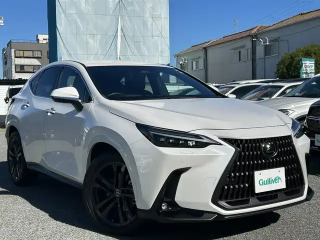 レクサス ＮＸ 250 バージョンL 兵庫県 2023(令5)年 1.5万km ソニッククォーツ 外部検査実施済み/・ワンオーナー/・内装ブラック&リッチクリーム/・OP パノラミックビューモニター（床下透過表示）/・OP 緊急時操舵支援/FCTA/LCA/・OP 別体型ディスクプレイヤー（CD/DVD）/・14インチディスプレイオーディオ（コネクティッドナビ）Plus/・地デジ/BT/USB/Miracast/・ステアリングリモコン/・ヘッドアップディスプレイ/・パドルシフト/・ドライブレコーダー（前方）/・パワーバックドア/・本革シート（ヒーター/ベンチレーション/電動）/・2列目シートヒーター/・ステアリングヒーター/・3眼式フルLEDヘッドランプ/・LEDフォグランプ/・純正20インチAW/・クリアランスソナー/・1か月/6か月/R6/R7年レクサスディーラー記録簿/・スマートキー2個/カードキー有/・PCS/LDA/PKSB/SEA//BSM/RCTA/RCD/RSA/AHS//レーダークルーズコントロール