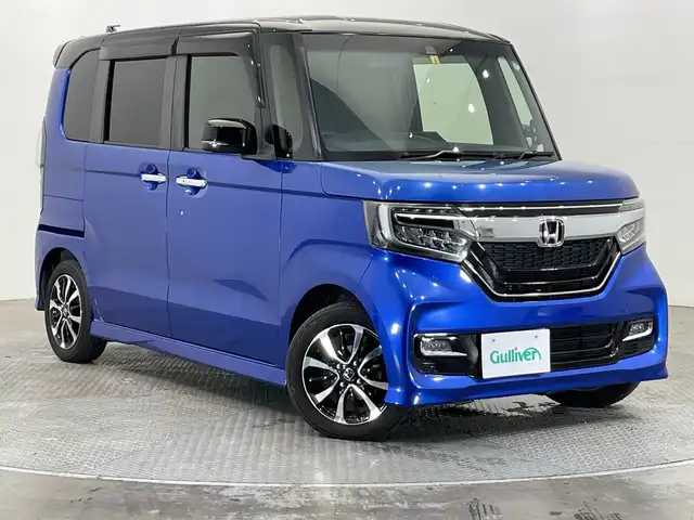 ホンダ Ｎ ＢＯＸ カスタム G EX ホンダセンシング 栃木県 2018(平30)年 3.9万km ブリリアントスポーティブルーメタリック2トーン 純正メモリナビ/（CD/DVD/フルセグTV/Bluetooth/SD/AUX/USB/iPod）/バックカメラ/ホンダセンシング/ビルトインETC/片側パワースライドドア/禁煙車/オートライト/LEDヘッドライト/横滑り防止装置/スマートキー/プッシュスタート/アイドリングストップ/ステアリングスイッチ/ウィンカーミラー/純正14インチアルミホイール/純正フロアマット